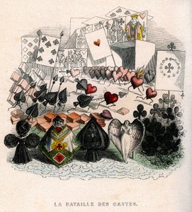 イラスト: カードの戦い、「Un Autre Monde」、フルニエ版 作： Grandville