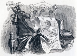 自分の系譜を自慢するラバ（Le mulet se vantant de sa genealogie） - La Fontaineの寓話 作： Grandville