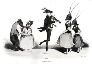 犬のカップル、Les Metamorphoses du Jourシリーズ 作： Grandville