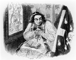 司祭と死体、ラフォンテーヌの「寓話」のイラスト、H。フルニエアイネから出版、1838 作： Grandville