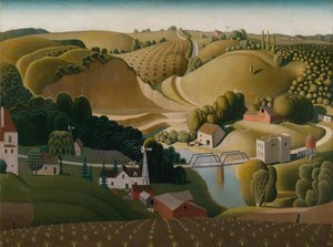 アイオワ州ストーンシティ 作： Grant Wood