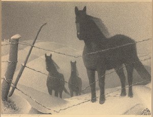 「2月」のための研究、1940 作： Grant Wood