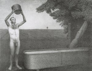 蒸し暑い夜、1939 作： Grant Wood