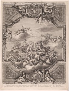アポロは報酬を配り、ミネルバはフランスの天才の冠をかぶる Apollon distirbuë des recompenses aux Sciences et aux Arts, et Minerve couronne le Genie de la France (オブジェクトのタイトル) ベルサイユ宮殿の天井画（連載タイトル） 作： Gérard Audran