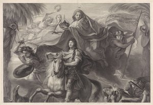 フランス王ルイ 14 世の寓意的な騎馬肖像 作： Gérard Edelinck