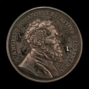 ミケランジェロ ブオナローティ、1475 ～ 1564 年、イタリア人アーティストの表側、1673 年。 作： Gérard Léonard Hérard