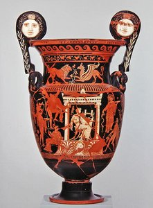 アプリアン・レッドフィグ・ヴォリュート・クレーター、紀元前375～350年頃（陶製） 作： Greek