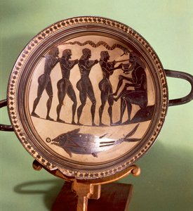 ポリュペムスの目を潰すユリシーズの杯 黒絵陶器 ギリシャ ギリシャ文明 紀元前6世紀