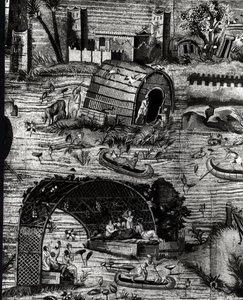 ナイルモザイク、農民の生活の詳細を描いたモザイク（モザイク） 作： Greek