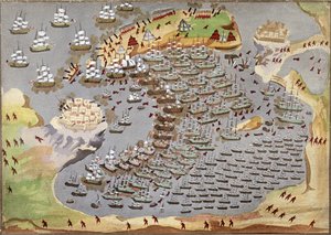 1827年10月20日のギリシャ独立戦争の絵画史からのナバリノの戦い