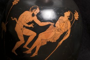 赤い人形のスクワット・レキトス（テラコッタ）のディテール（325673も参照） 作： Greek School