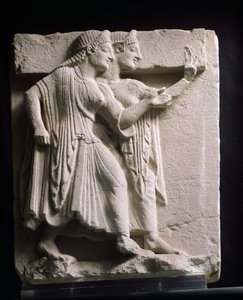 踊り子を描いたメトープ 古代の類人猿のレリーフ イタリア、カンパニア 紀元前5世紀 （砂岩） 作： Greek School