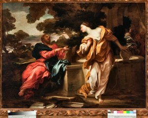 ヤコブの井戸でのキリストとサマリア人女性 グレゴリオ・デ・フェラーリ（1647-1726）の絵画、ジェネス、ストラーダ・ヌオーヴァ美術館（Inv n PR 375)