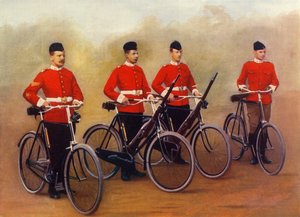「サイクリスト - ランカシャー フュージリアーズ」、1900 年。 作： Gregory and Co