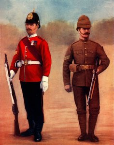 「ウェスト ヨークシャー連隊カラー軍曹とヨークシャー連隊軍曹」、1900 年。 作： Gregory and Co