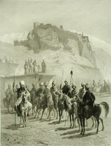 アツクール城、アハルツィク、コーカサスに関する本のプレート10、Adolphe Mouilleron(1820-81)の彫刻、パリのAlfred Leon Lemercier社発行 作： Grigori Grigorevich (after) Gagarin