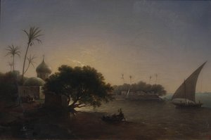 エジプトのナイル川の眺め、1851年 作： Grigori Grigorevich Chernetsov