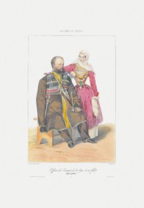 Terek Cossack with Daughter From：Scenes、paysages、meurs et costumes du Caucase、1840 作： Grigori Grigorevich Gagarin