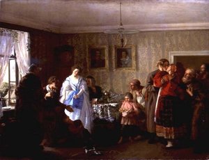 地主さんの家で新婚さんを祝福 作： Grigori Grigorievich Mjasoedov