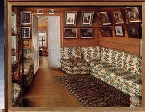 マナーハウスの応接室 - グリゴリ・ヴァシリエヴィッチ・ソロカ (1823-1863) の絵画、キャンバスに油彩 - 19 世紀のロシア美術 - 国立野外歴史博物館、プスコフ ( ロシア ) 作： Grigori Vasilievich Soroka