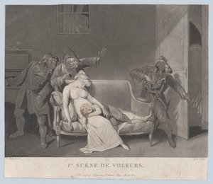 泥棒の最初のシーン、ca。 1805年。 作： Gror