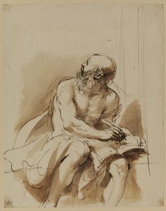 聖ヒエロニムスの座像 作： Guercino (1591 1666)