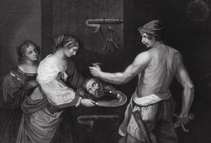 洗礼者ヨハネの首がチャージャーで運ばれてきた（マタイによる福音書14章6節 作： Guercino (1591 1666) (after)