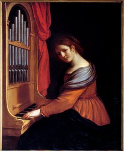 聖セシル。バルビエリ・ジョヴァンニ・フランチェスコ・ディット・ル・ゲルシャン（1591-1666）の絵画 作： Guercino