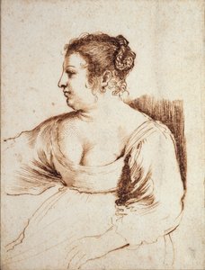 座っている女性、1640-1649 作： Guercino