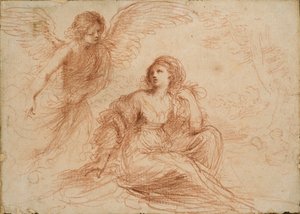 ハガルとイシュマエルに現れる天使、c1653 作： Guercino
