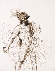 引き寄せられた剣である火星は右を向いた。 作： Guercino