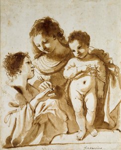 聖キャサリンの神秘的な結婚、1618-1619 作： Guercino