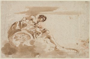金星と戦車のキューピッド、1615-1617。 作： Guercino