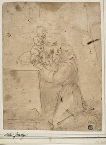 キリストの子を崇拝するパドヴァの聖アントニオ 作： Guglielmo Caccia