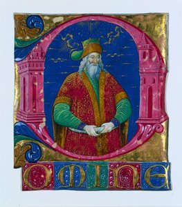 コーラルブックのイニシャルド[オミネ]：ソロモン王、c。 1470-1480。 作： Guglielmo Giraldi del Magri [or del