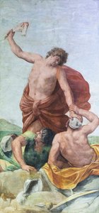 サムソンの物語の場面を描いた、アルドブランディーニの結婚式の部屋の天井のフレスコ画 (フレスコ画) 作： Guido Reni