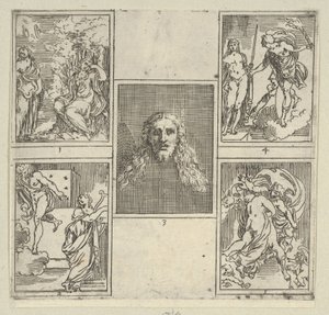 アカデミア・デッリ・インカムミナティの画家にちなんで、番号が付けられた 5 つのシーン、IL FUME..., 1603 より。 作： Guido Reni