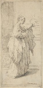 クッションを運ぶ少女、右向きの横顔、1590～1690年。 作： Guido Reni