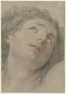 上を見上げる聖セバスチャンの頭 作： Guido Reni