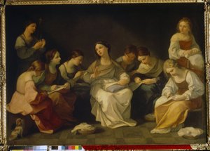 処女の教育。 （処女の教育）。 グイド・レニ (1575-1642) の絵画、キャンバスに油彩 作： Guido Reni