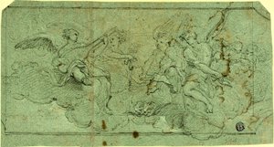 雲の中の音楽家の天使 (直訳); 着席クレリック (裏面) 作： Guido Reni