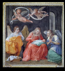 「カペラデルアンヌンシアータ」（受胎告知の章）1610からの聖母縫製 作： Guido Reni