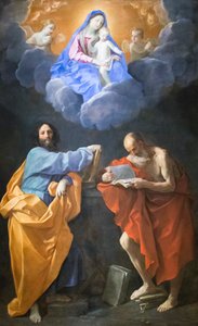 聖トーマスとジェロームと栄光の聖母（キャンバスに油彩） 作： Guido Reni
