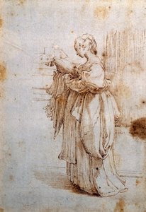 クッションを持つ女性 作： Guido Reni