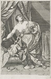 ルクレティアの死、c。 1700-50おそらくアントニオ・ビリー（18世紀の前半に活動的）（紙にエッチング） 作： Guido after Reni