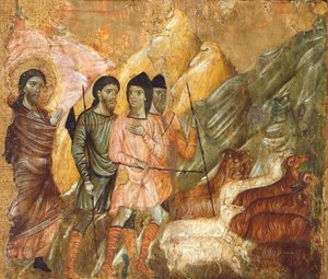 グイド・ダ・シエナ（1230年頃～1290年頃）作「威厳」、詳細。イタリア、シエナ、プッブリコ宮殿、柱の間 作： Guido da Siena