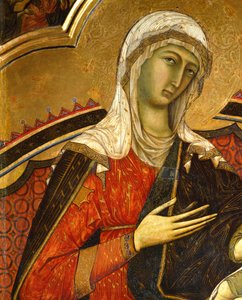 グイド・ダ・シエナ（1230年頃～1290年頃）作「威厳」の細部「マリアの顔」、シエナのプッブリコ宮殿「柱の間」の細部 作： Guido da Siena