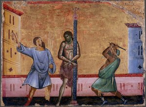 キリストの鞭打ち、c。 1280 作： Guido da Siena