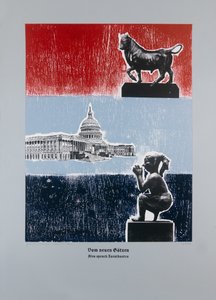 新しい偶像について、ツァラトゥストラはこう語った、2024年（木版、シルクスクリーン） 作： Guilherme Pontes
