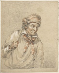 頭に毛皮の帽子をかぶった男 作： Guillaume Anne van der Brugghen